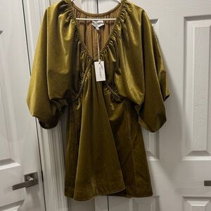 Vince Mustard Women's Velvet Dress